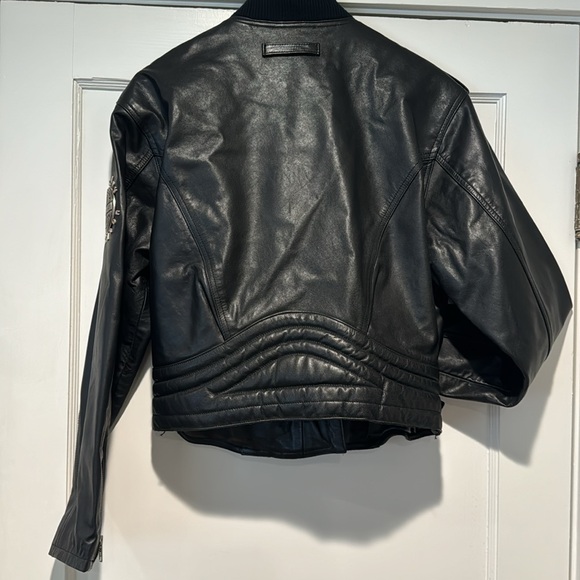 Harley-Davidson leather riding Jacket-padded lower back 2 zipper option closure - Picture 8 of 16